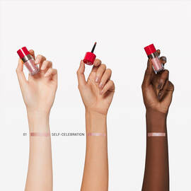 Valentino Beauty Dreamdust Lip and Cheek Loose Glitter swatched on fair, medium, and deep skin